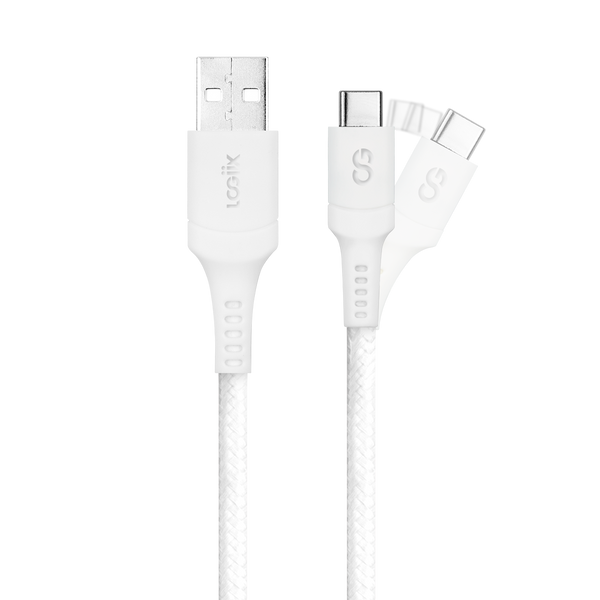 LOGiiX Sync & Charge Anti Stress 1.5M USB-A to USB-C - White