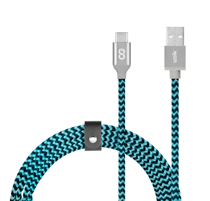 LOGiiX Piston Connect Braid 1.5M USB-A to USB-C - Blue/Black