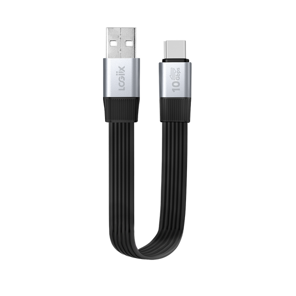 LOGiiX Flat Flex Pro 15cm USB-A to USB-C - Black