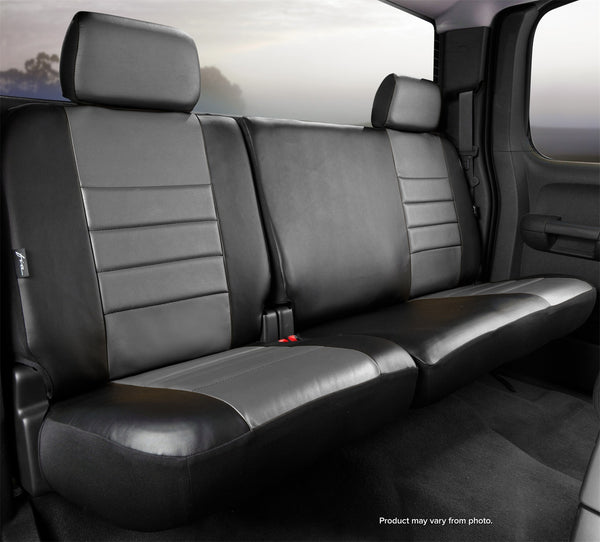 FIA Seat Cover Rear Second LeatherLite Bench 60/40 - Gray/Black (FISL62-38GRAY)