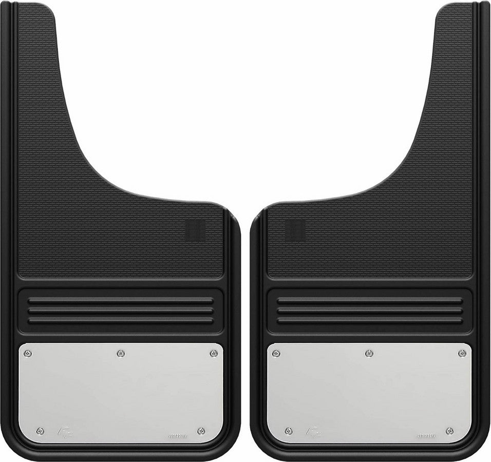 Truck Hardware Mudflap Pair Gatorback Universal 12x23 Moon Cut Aluminum Screws - Stainless Steel (TH-GA1223CUTSS)