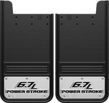 Truck Hardware Mudflap Pair Gatorback Universal 12x23 Rectangular in6.7L Power Strokein Logo - Stainless Steel