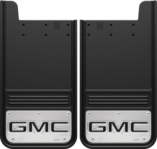 Truck Hardware Mudflap Pair Gatorback 12x23 Rectangular Black inGmcin Logo - Stainless Steel (TH-GB1223G-B)