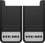 Truck Hardware Mudflap Pair Gatorback 12x23 Rectangular inHemiin Logo - Stainless Steel