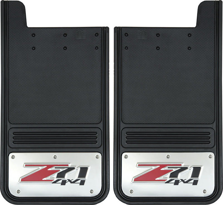 Truck Hardware Mudflap Pair Gatorback 12x23 Rectangular inZ71 4x4in Logo - Stainless Steel (TH-GB1223Z71)