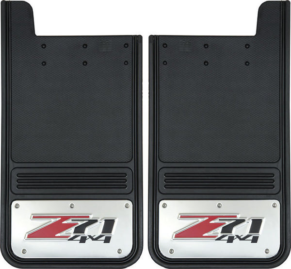 Truck Hardware Mudflap Pair Gatorback 12x23 Rectangular inZ71 4x4in Logo - Stainless Steel (TH-GB1223Z71)