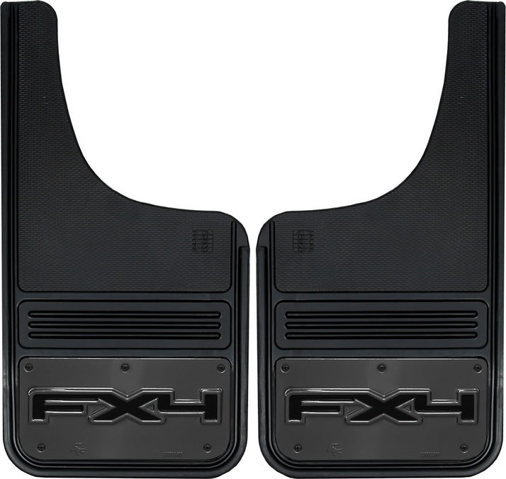 Truck Hardware Mudflap Pair Gatorback Universal 12X23 Cut inFX4in Logo - Gunmetal (TH-GM1223CUTFX4)