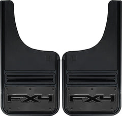 Truck Hardware Mudflap Pair Gatorback Universal 12X23 Cut inFX4in Logo - Gunmetal (TH-GM1223CUTFX4)