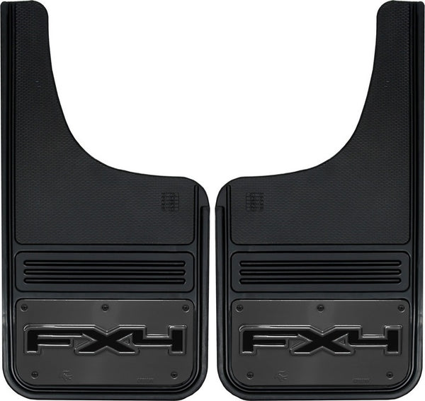 Truck Hardware Mudflap Pair Gatorback Universal 12X23 Cut inFX4in Logo - Gunmetal (TH-GM1223CUTFX4)