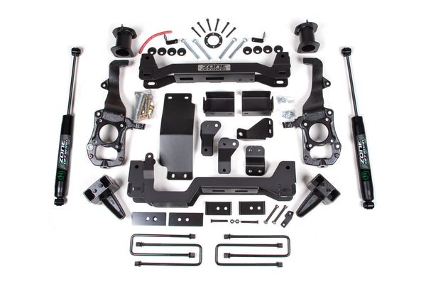 Zone Offroad 4" Lift Kit — Strut Spacer, Nitro Series, 3" Block Kit — 2021-2025 Ford F-150, 4WD (ZONF91N)