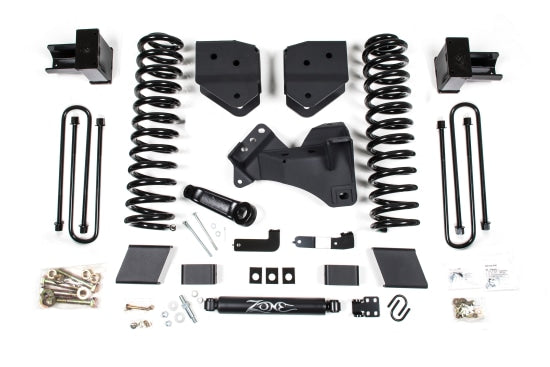 Zone Offroad 4" Lift Kit — Gas, Block Kit Without Factory Overload, FOX 2.0 Adventure Series — 2017-2019 Ford F-250/F-350 Super Duty, 4WD (ZONF49F)